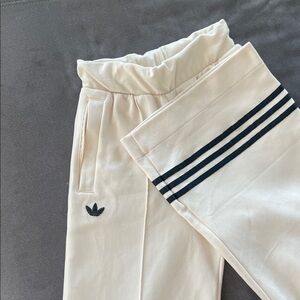 Adidas Off-White Joggers with Black Stripes